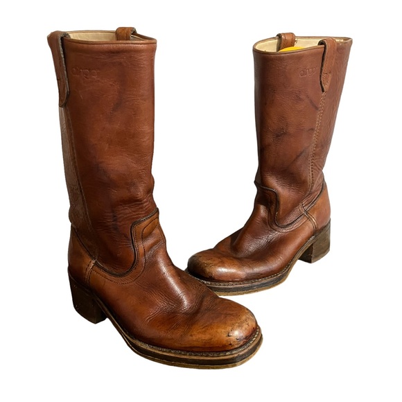 dingo Shoes Dingo Boots Vtg Mens Campus Square Toe Western Brown